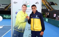 TEAM LEADERS: Australia's John Millman and Brazil's Thiago Monteiro are ready to lead their nations into this weekend's Davis Cup qualifying tie. Picture: Getty Images