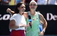 Casey Dellacqua interviews world No.1 Ash Barty at Australian Open 2020; Getty Images