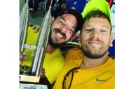 WINNERS: Heath Davidson and Dylan Alcott celebrate their World Team Cup Asia and Oceania qualification victory.