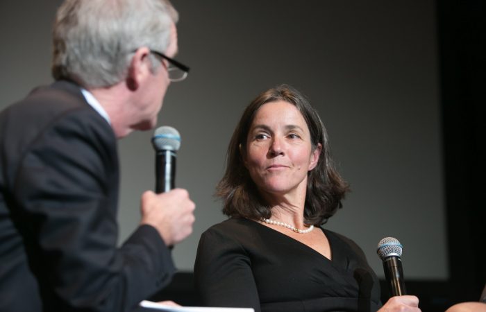 AUSSIE GREAT: Anne Minter, pictured speaking at a Tennis Victoria Champion's Dinner, is a former Australian Open quarterfinalist. 