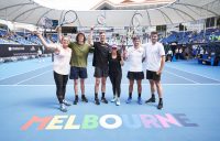 PROUD: A Glam Slam celebration at Australian Open 2020 saw Casey Dellacqua, middle, return to court in a celebrity match. Picture: Tennis Australia