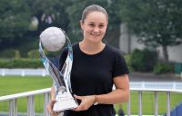 ON TOP: Ash Barty with her world No.1 trophy in Eastbourne last year. Picture: Getty Images