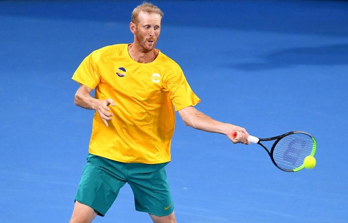 IMPRESSIVE RETURN: Chris Guccione in action at the ATP Cup in January. Picture: Getty Images