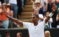 MEMORABLE VICTORY: Nick Kyrgios celebrates his epic win over Richard Gasquet at Wimbledon in 2014. Picture: Getty Images