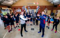 Australian players Matthew Ebden and John Peers visited Duncraig Primary School in Perth this week. Picture: Tennis Australia