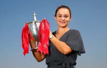 CHAMPION: Ash Barty with her WTA Finals trophy in 2019. Picture: Getty Images