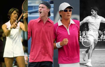 Margaret Court, Lleyton Hewitt, Sam Stosur and Ken Rosewall are all celebrating US Open anniversaries this year. Pictures: Getty Images