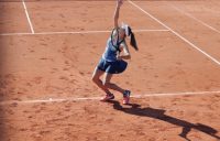 Ellen Perez serves during Strasbourg qualifying. Picture: Twitter