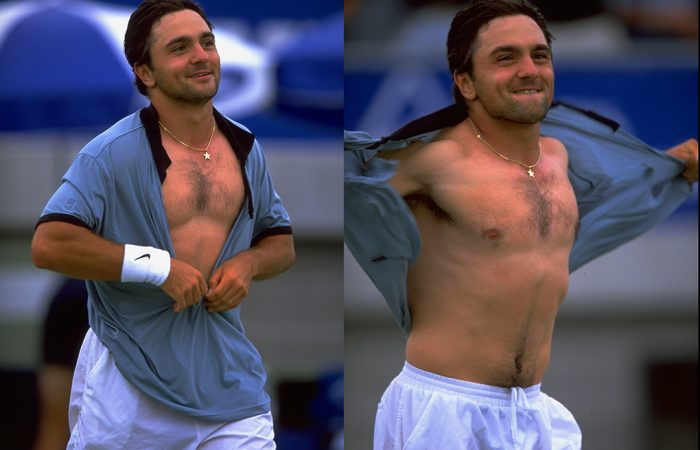 THE INFAMOUS SHIRT RIP: Andrew Ilie celebrates after a win at  Australian Open 2000. Picture: Getty Images