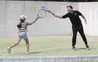 Todd Woodbridge visited the Olivia Rich Tennis School in Torquay to join in the AO Holiday Program. Picture: Fiona Hamilton, Tennis Australia