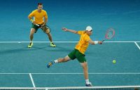FINISHING STRONG: John Peers and Luke Saville combined to seal victory against Team Greece. Picture: Tennis Australia