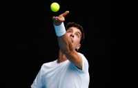 Thanasi Kokkinakis serves during his second-round match at Australian Open 2021. Picture: Tennis Australia