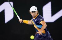 Alex de Minaur lines up a forehand during his third-round match at Australian Open 2021. Picture: Tennis Australia