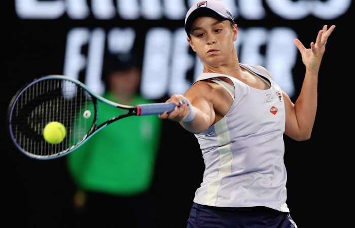 Ash Barty during her fourth-round win at Australian Open 2021. Picture: Tennis Australia