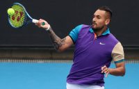 Nick Kyrgios during his first-round win at the Murray River Open. Picture: Tennis Australia