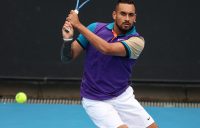 Nick Kyrgios in action at the Murray River Open today. Picture: Tennis Australia
