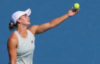 Ash Barty serves during her fourth-round win in Miami. Picture: Getty Images