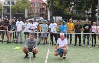 Australian players and coaches welcomed a group of refugees to Victorian Tennis Academy, Fawkner Park Tennis Centre; photo courtesy Maggie Garcia Pena