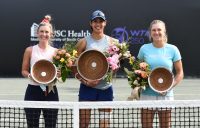 Aussies Storm Sanders, Astra Sharma and Ellen Perez with their trophies in Charleston. Picture: Volvo Car Open Twitter