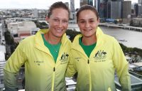 TEAM MATES: Sam Stosur and Ash Barty in Brisbane during a Fed Cup in 2019. Picture: Getty Images