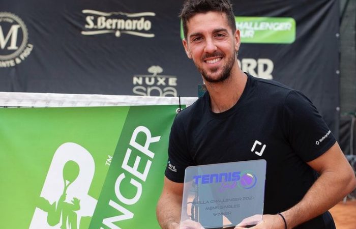 Thanasi Kokkinakis with his Biella trophy. Picture: Instagram