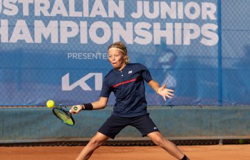 ONE TO WATCH: Cruz Hewitt at the Australian Junior Clay-court Championships in Canberra in April. 