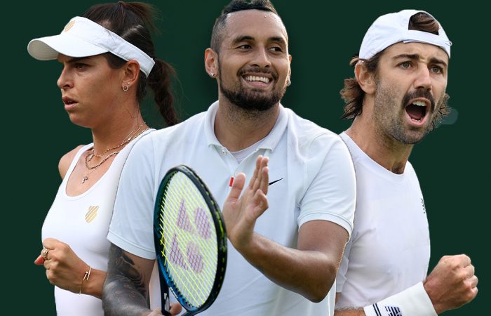 Ajla Tomljanovic, Nick Kyrgios and Jordan Thompson all feature in doubles matches on day five at Wimbledon. Ajla Tomljanovic, Nick Kyrgios and Jordan Thompson all feature in doubles matches on day five at Wimbledon.
