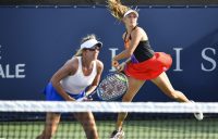 Ellen Perez (right) and Kveta Peschke in action in Montreal. Picture: Getty Images
