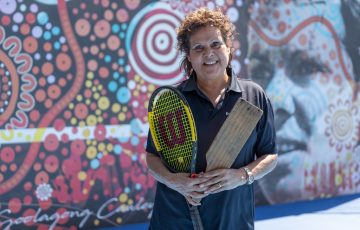 Evonne Goolagong Cawley launches the new Hitting Wall at Noosa Tennis Club. 