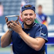  Dylan Alcott of Australia celebrates with the US Open trophy; Getty Images 