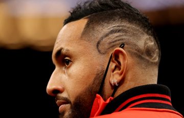 The ever-fashionable Nick Kyrgios at the Laver Cup. Picture: Getty Images