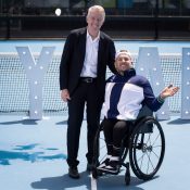 Tennis Australia CEO Craig Tiley and world No.1 Dylan Alcott at Melbourne Park. 
