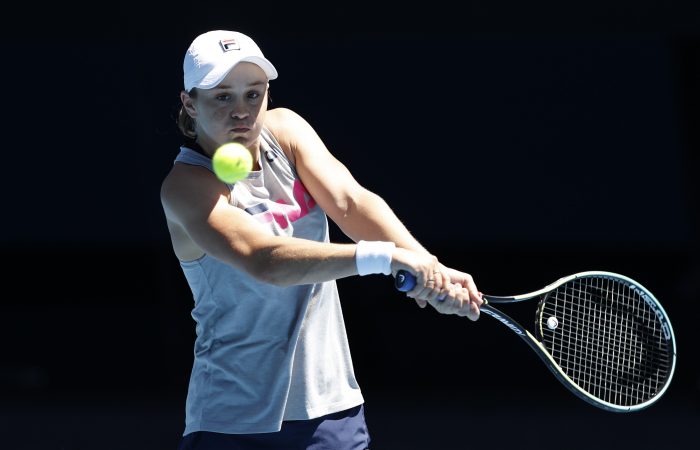 Ash Barty practising at Melbourne Park. Picture: Getty Images