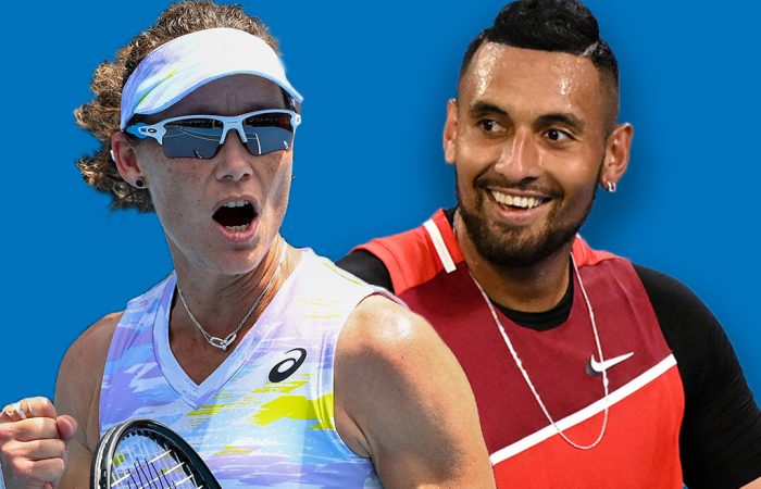 Sam Stosur and Nick Kyrgios lead the Aussie charge on day four at AO 2022. Pictures: Getty Images