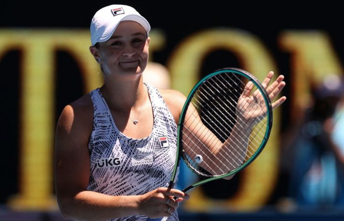 World No.1 Ash Barty celebrates at Australian Open 2022; Getty Images 