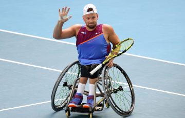 Dylan Alcott says farewell at AO 2022. Picture: Getty Images