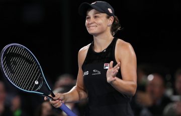 Ash Barty celebrates a second-round win at the 2022 Adelaide International; Getty Images