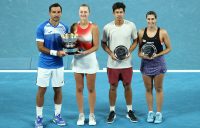 Australian Open 2022 mixed doubles champions Ivan Dodig and Kristina Mladenovic with runners-up Jason Kubler and Jaimee Fourlis. Picture: Getty Images