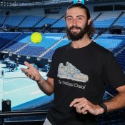 Jordan Thompson prepares for the 2022 Australian summer of tennis at Rod Laver Arena; George Sal, Tennis Australia 