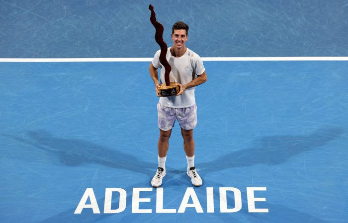 Thanasi Kokkinakis claims a maiden career title at the Adelaide International; Getty Images 