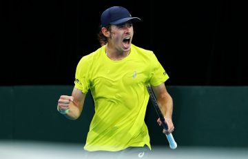 Alex de Minaur secures a key Davis Cup point for Australia; Getty Images 