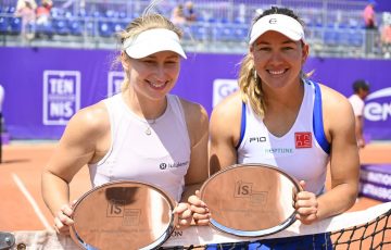 Strasbourg doubles champions Daria Saville and Nicole Melichar-Martinez. 