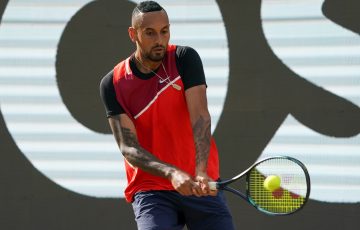 Nick Kyrgios at Stuttgart. Picture: Getty Images