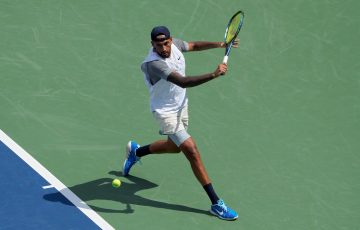Nick Kyrgios in action at Cincinnati. Picture: Getty Images