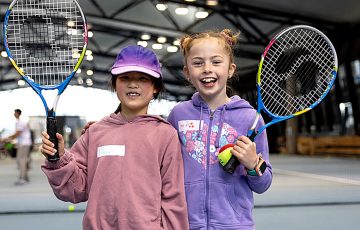 Participants at an Australian Tennis Foundation family day at Melbourne Park. Picture: Tennis Australia