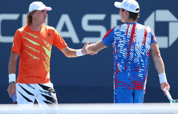 Max Purcell and Matt Ebden at the US Open. Picture: Getty Images