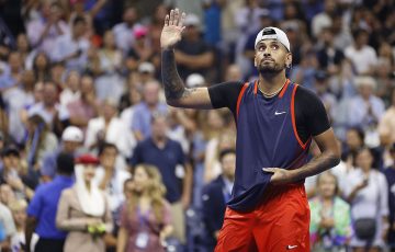 Nick Kyrgios defeated Daniil Medvedev to reach the quarterfinals of the US Open. (Getty Images)