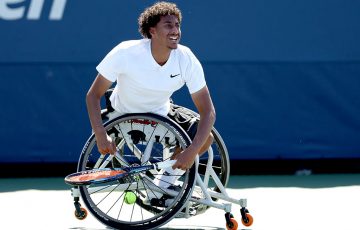 Saalim Naser in action during the US Open junior wheelchair singles tournament (Getty Images)