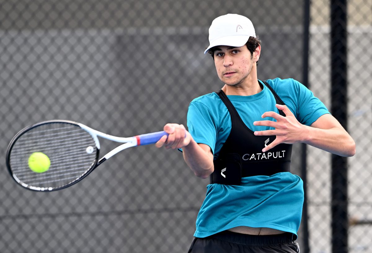 Zachary Viiala training at the National Tennis Academy in Brisbane. Picture: Tennis Australia