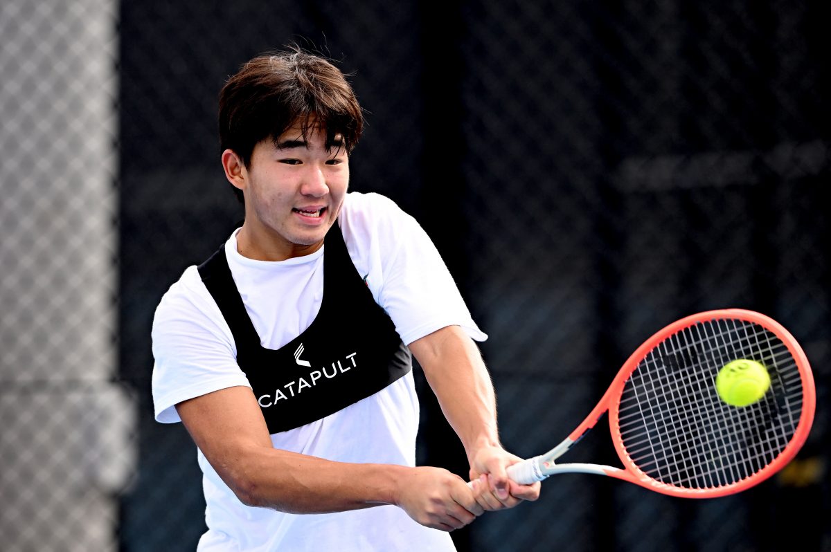 Jeremy Jin training at the National Tennis Academy. Picture: Tennis Australia